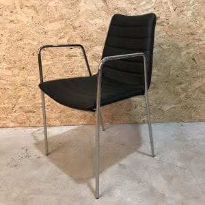 Stoel Cover chromen frame en zwart leder - Afrit 29