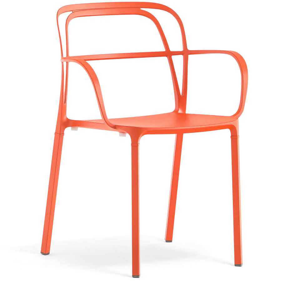 Afrit 29 - INTRIGO 3715 Pedrali aluminium stoel voor buiten aanzicht schuin voor oranje - Afrit 29 Sint-Oedenrode
