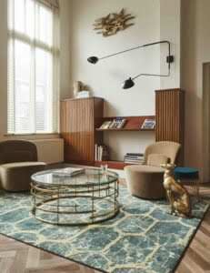Desso Art Deco vloerkleed emerald in een Art Deco woonstijl.