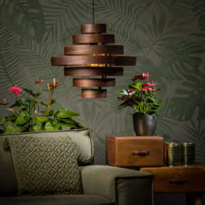 Hanglamp Walnut met 7 ringen sfeerfoto.