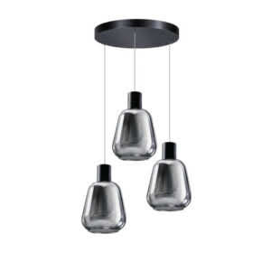 Hanglamp Gary 3 lichts smoke glas.