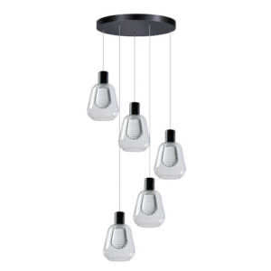 Hanglamp Gary 5 lichts clear glas verticaal.
