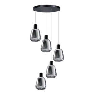Hanglamp Gary 5 lichts smoke glas verticaal.