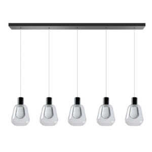 Hanglamp Gary 5 lichts clear glas horizontaal.