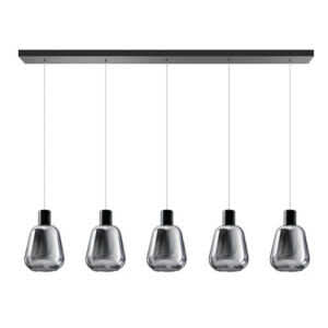 Hanglamp Gary 5 lichts smoke glas horizontaal.