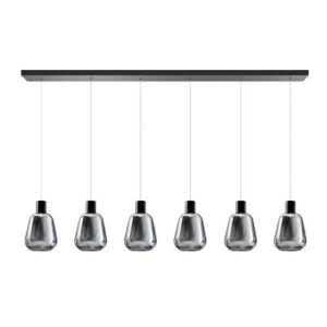 Hanglamp Gary 6 lichts smoke glas.